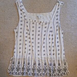 Lucky Brand White and Black Patterned Tank Top